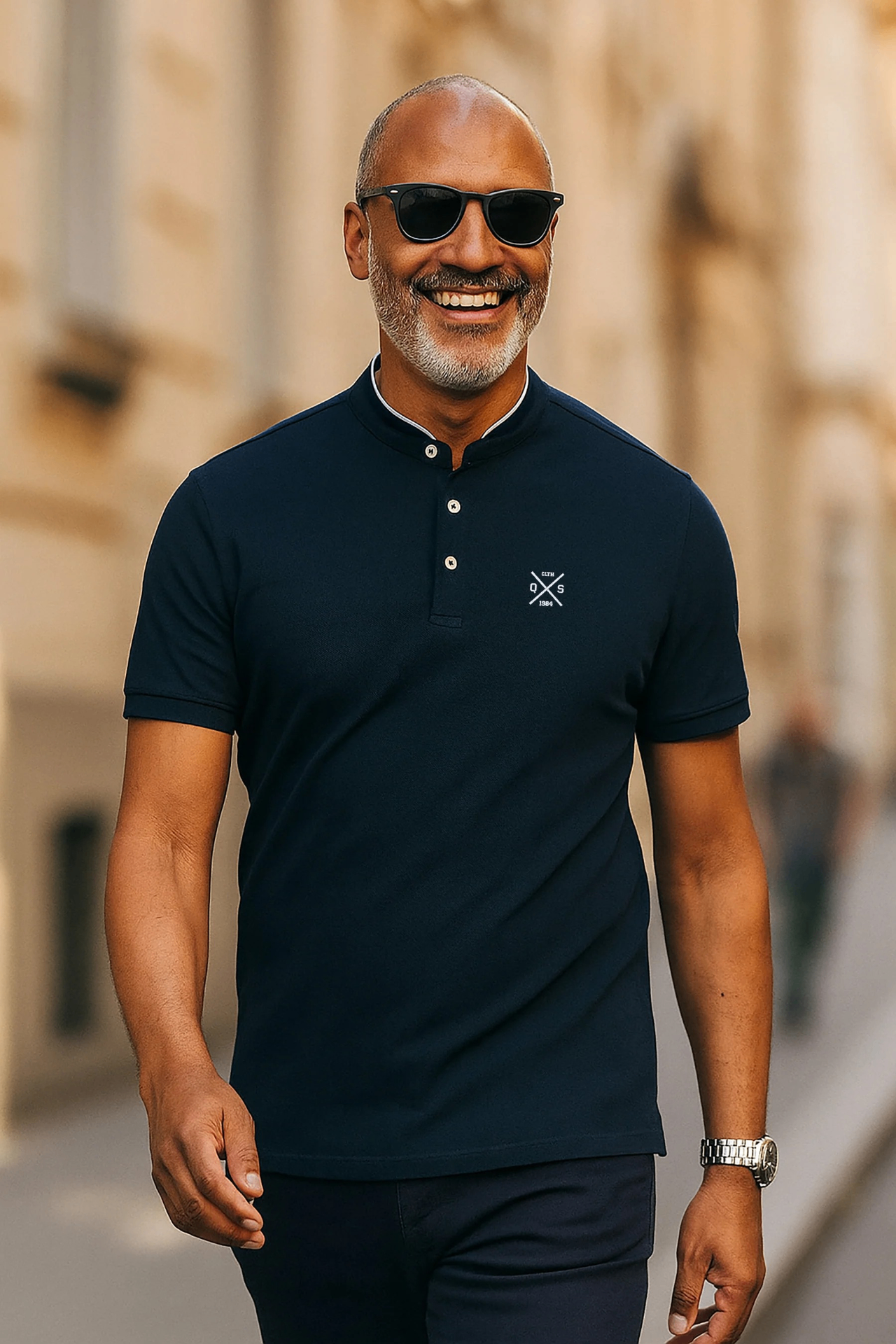 Polo QS Col Mao Navy — Édition Lifestyle