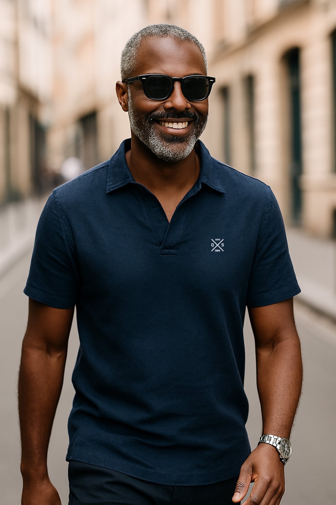Polo QS Premium Lin Navy