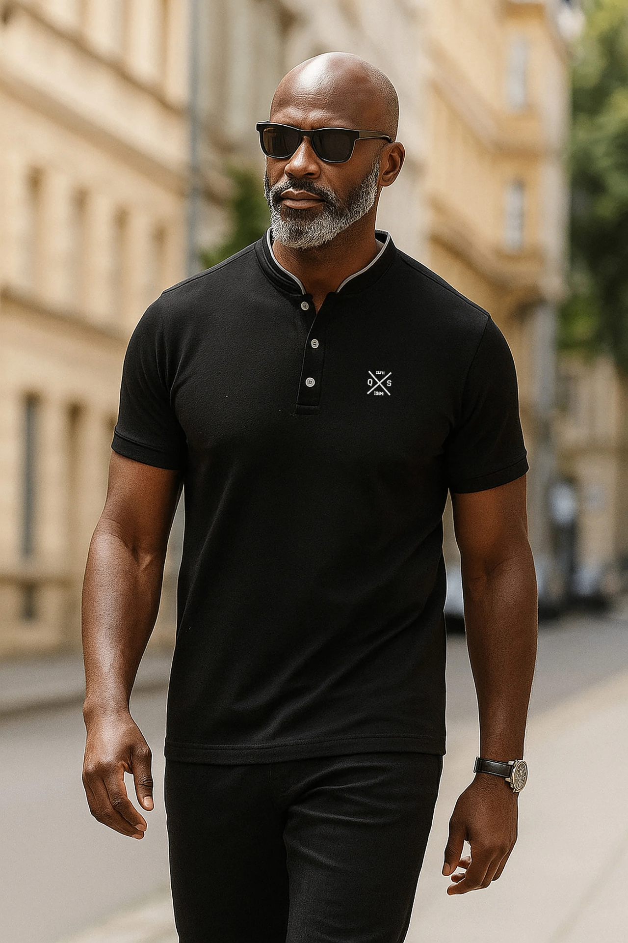 Polo QS Col Mao Noir