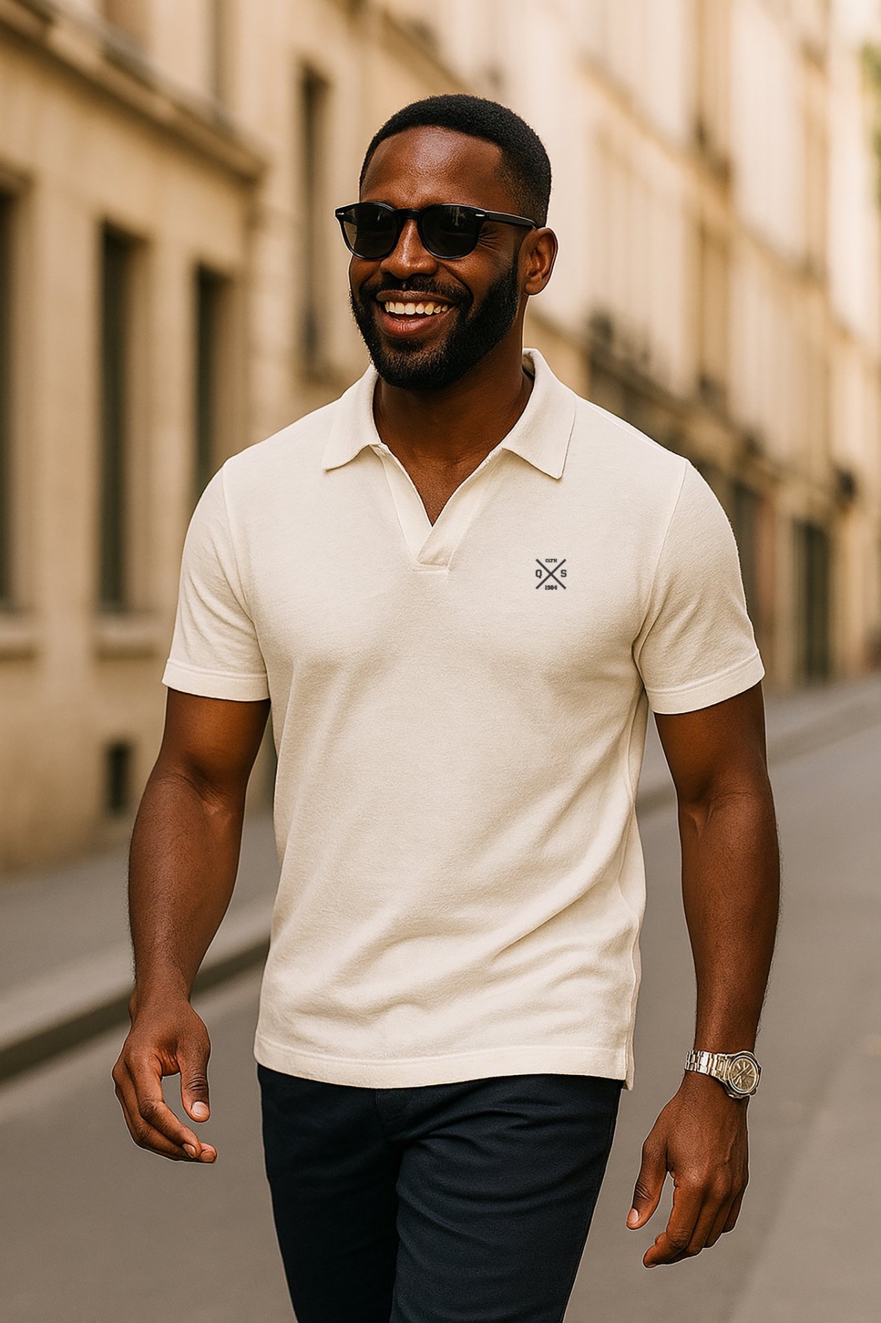 Polo QS Premium Lin Écru