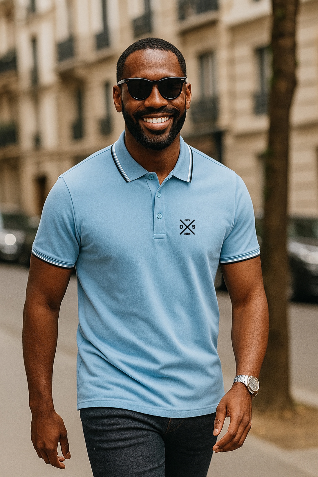 Polo QS Bleu Ciel Tipped